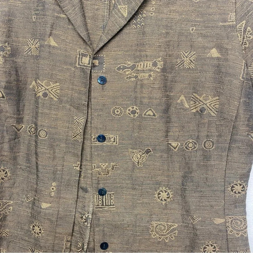 Chico's Design‎ Silk/Linen Lightweight Jacket Critter Print Artsy 0/XS - Picture 5 of 6